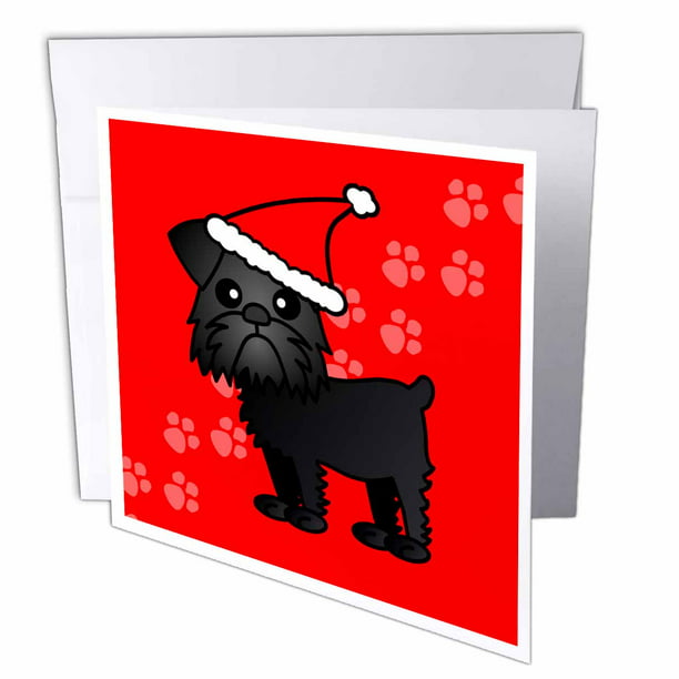 6 x 6 inches Greeting Cards gc_12069_1 set of 6 3dRose Cute Brussels Griffon Red with Santa Hat 